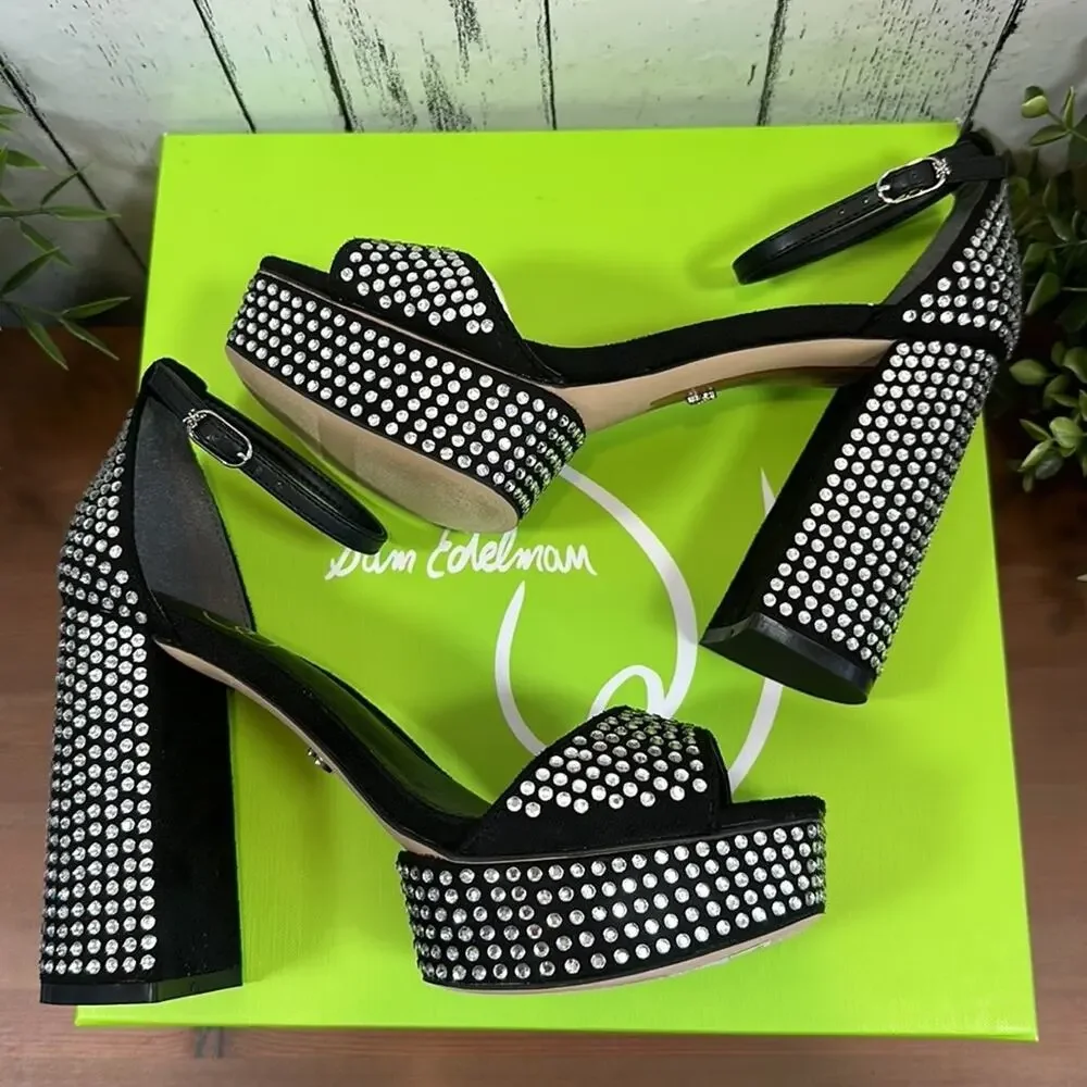 Sam Edelman Black Platform Sandals with Silver Studs